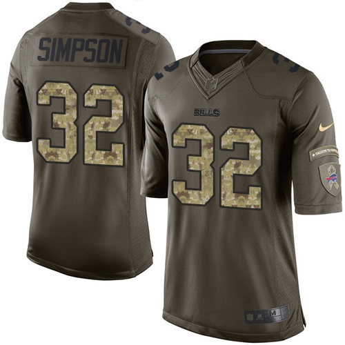 Youth Elite O. J. Simpson Nike Jersey Green - #32 Salute to Service NFL Buffalo Bills